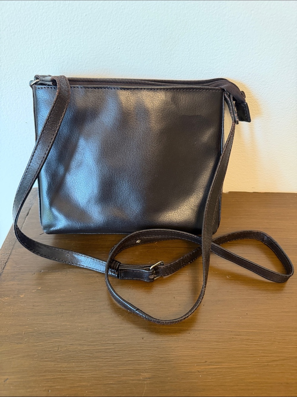 Leather Crossbody Bag - Dark Brown - Picture 9 of 9
